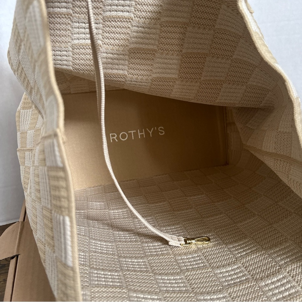 Rothy's The Lightweight Tote Checker Sand Medium Size - Picture 6 of 12